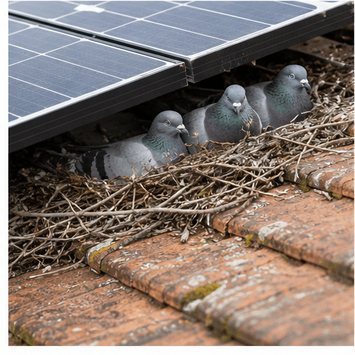 Feral pigeon (Columba livia) - roosting on roofs and under solar panels