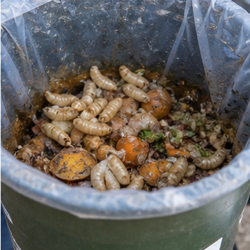 Fly larvae - maggots found in a bin or waste area