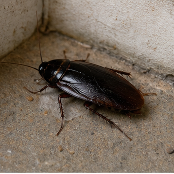Oriental cockroach (Blatta orientalis) - the dark drain and subfloor species